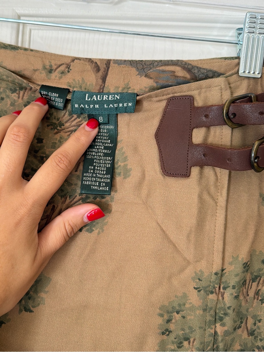 RARE Vintage Ralph Lauren Balmoral Dog Hunt Cabin Wool Blend Wrap Skirt Size 8 - Picture 5 of 6